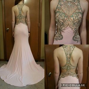 Pink Beaded Prom Dress Size 0